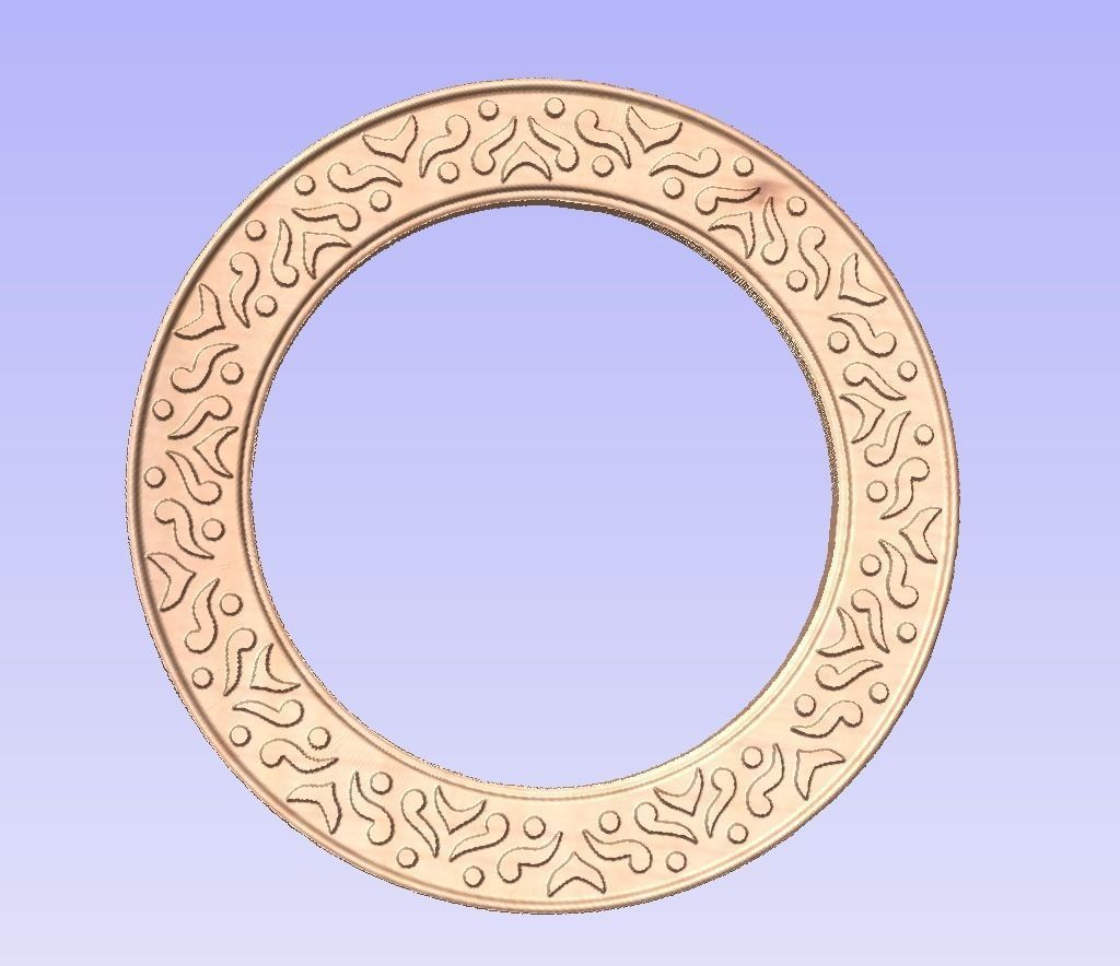 Round frame with spring birds ornament for pictures photo cnc 3D print model_5