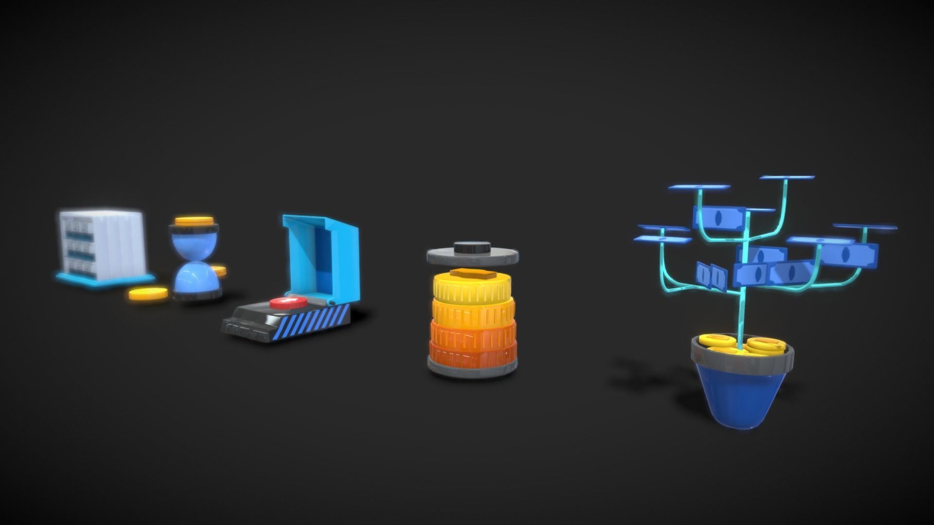 3D Button Collections8 Low-poly 3D model_4