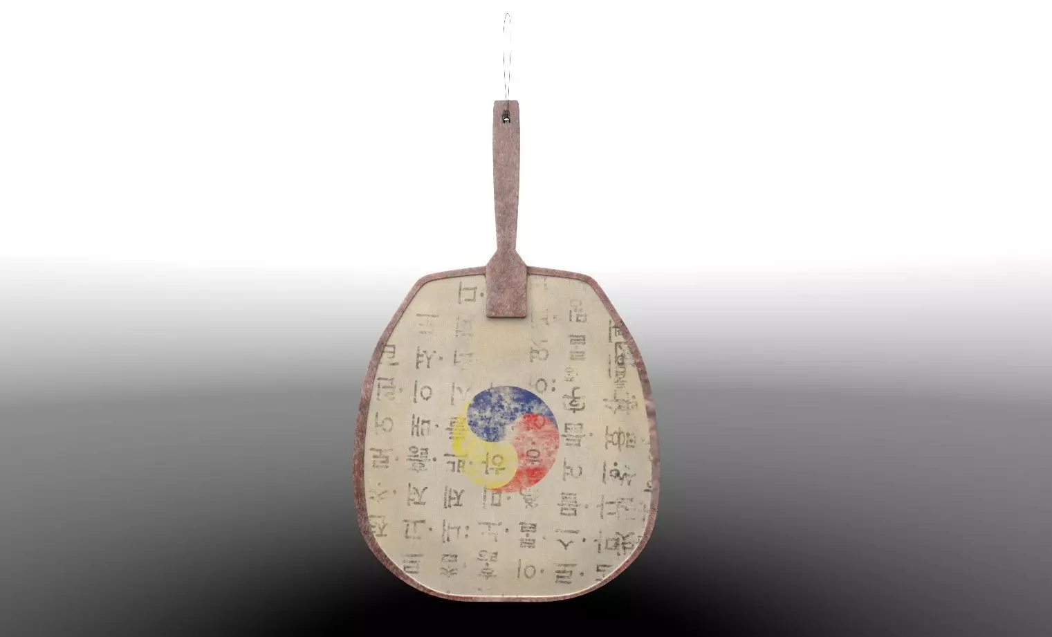 Korea traditional handfan Low-poly 3D model