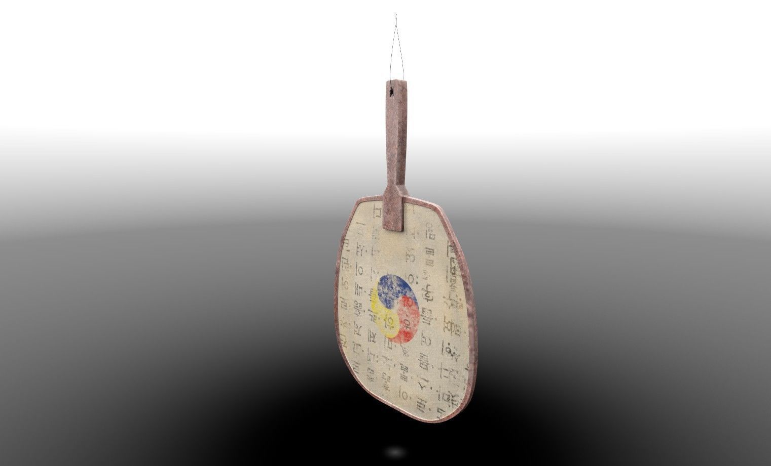 Korea traditional handfan Low-poly 3D model