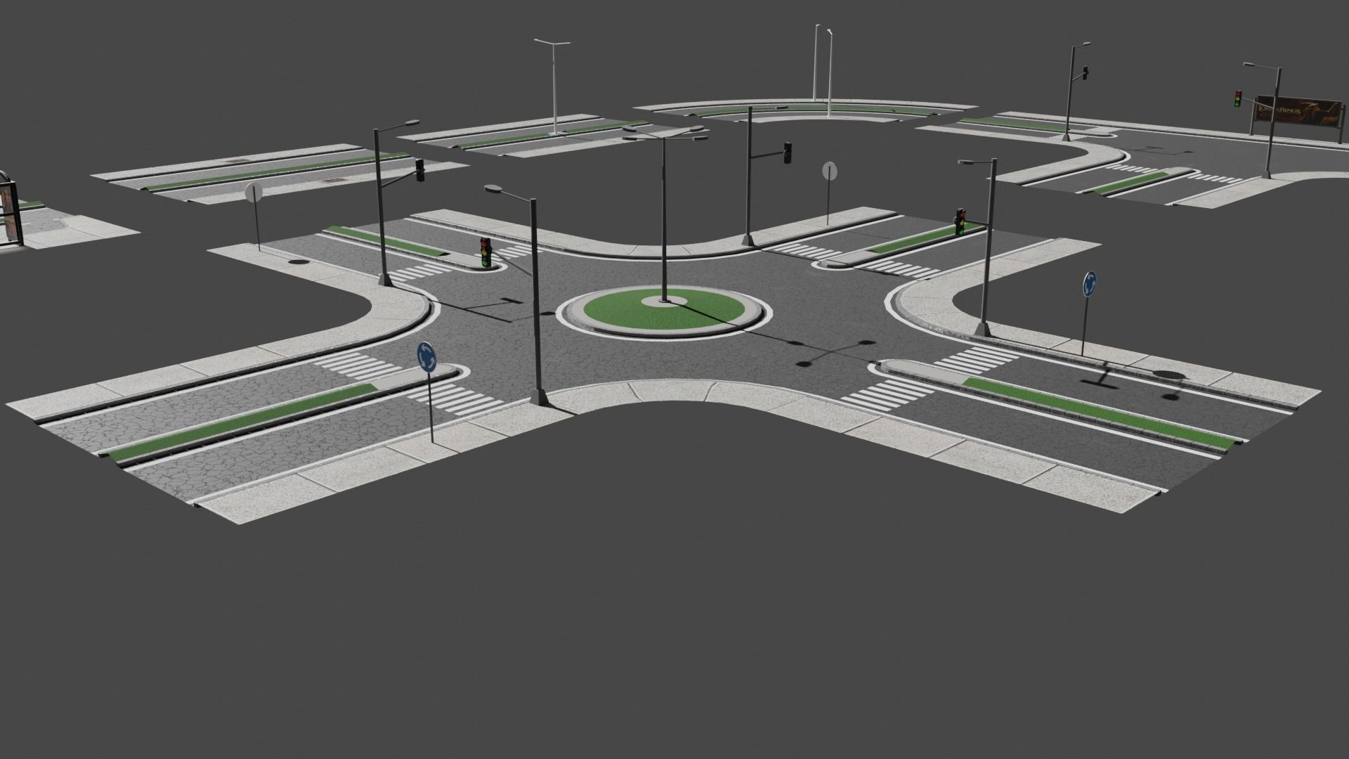 City Road Pack Free low-poly 3D model_11