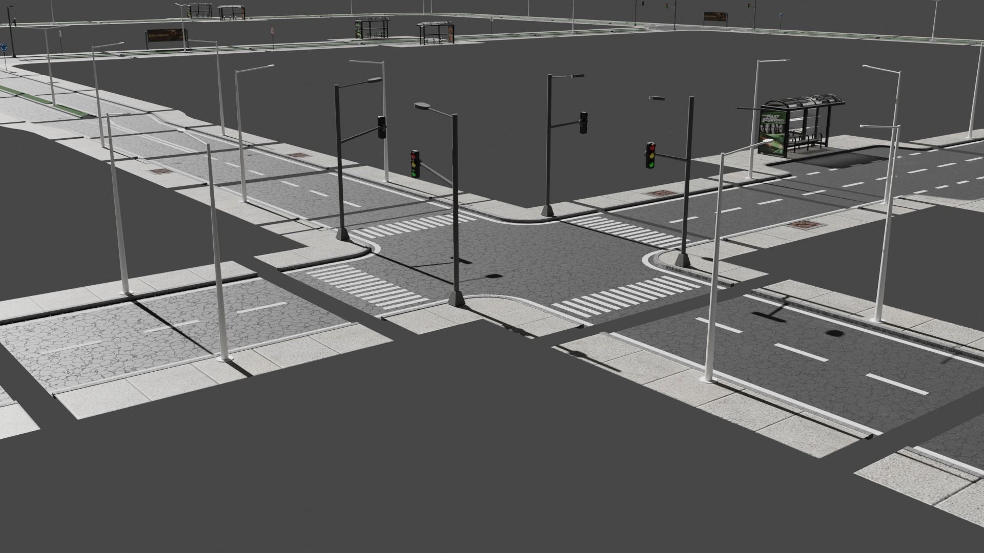 City Road Pack Free low-poly 3D model_8
