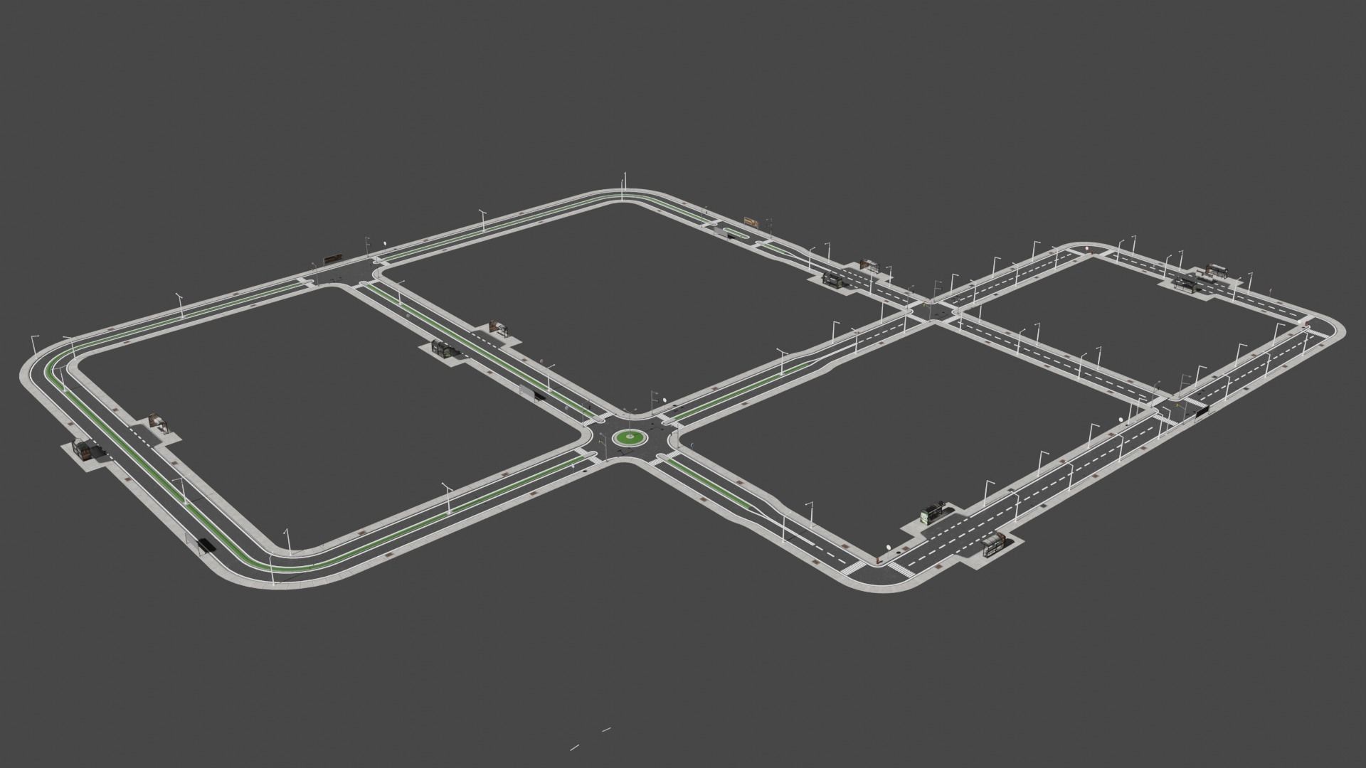 City Road Pack Free low-poly 3D model_3