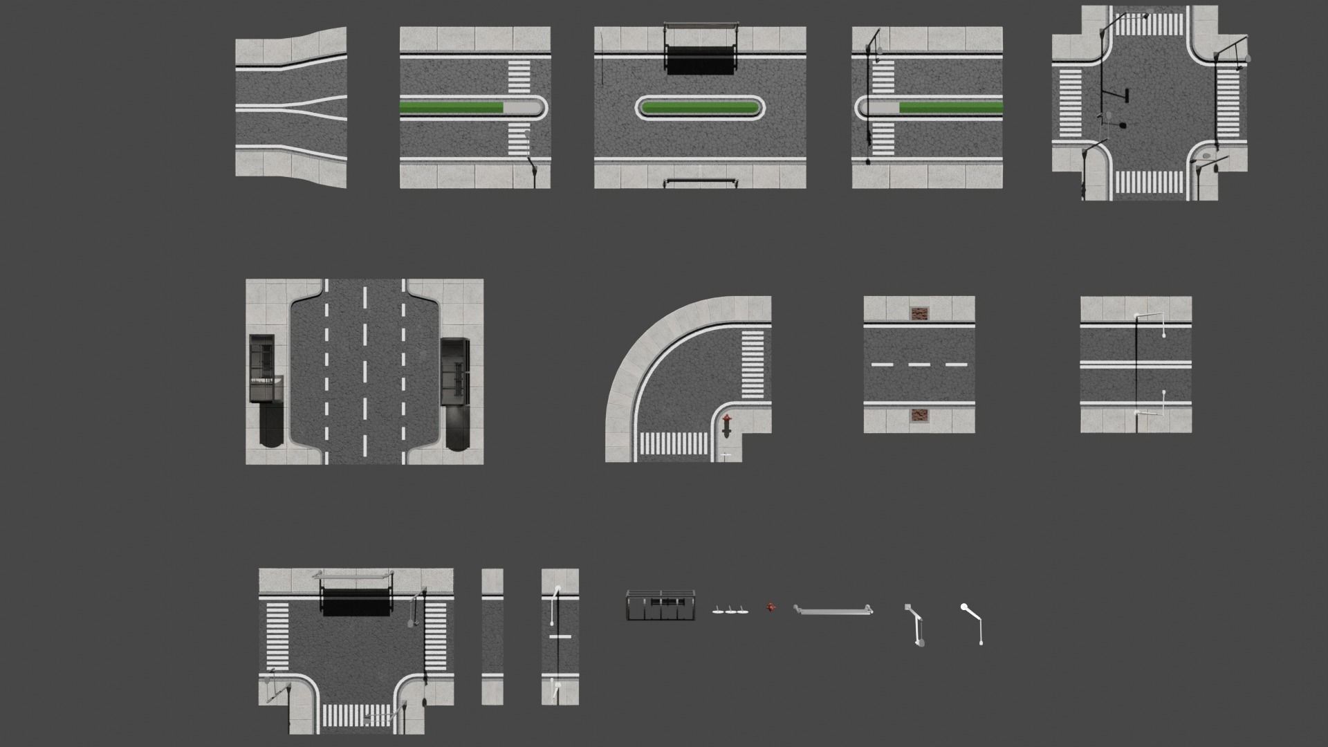 City Road Pack Free low-poly 3D model_10