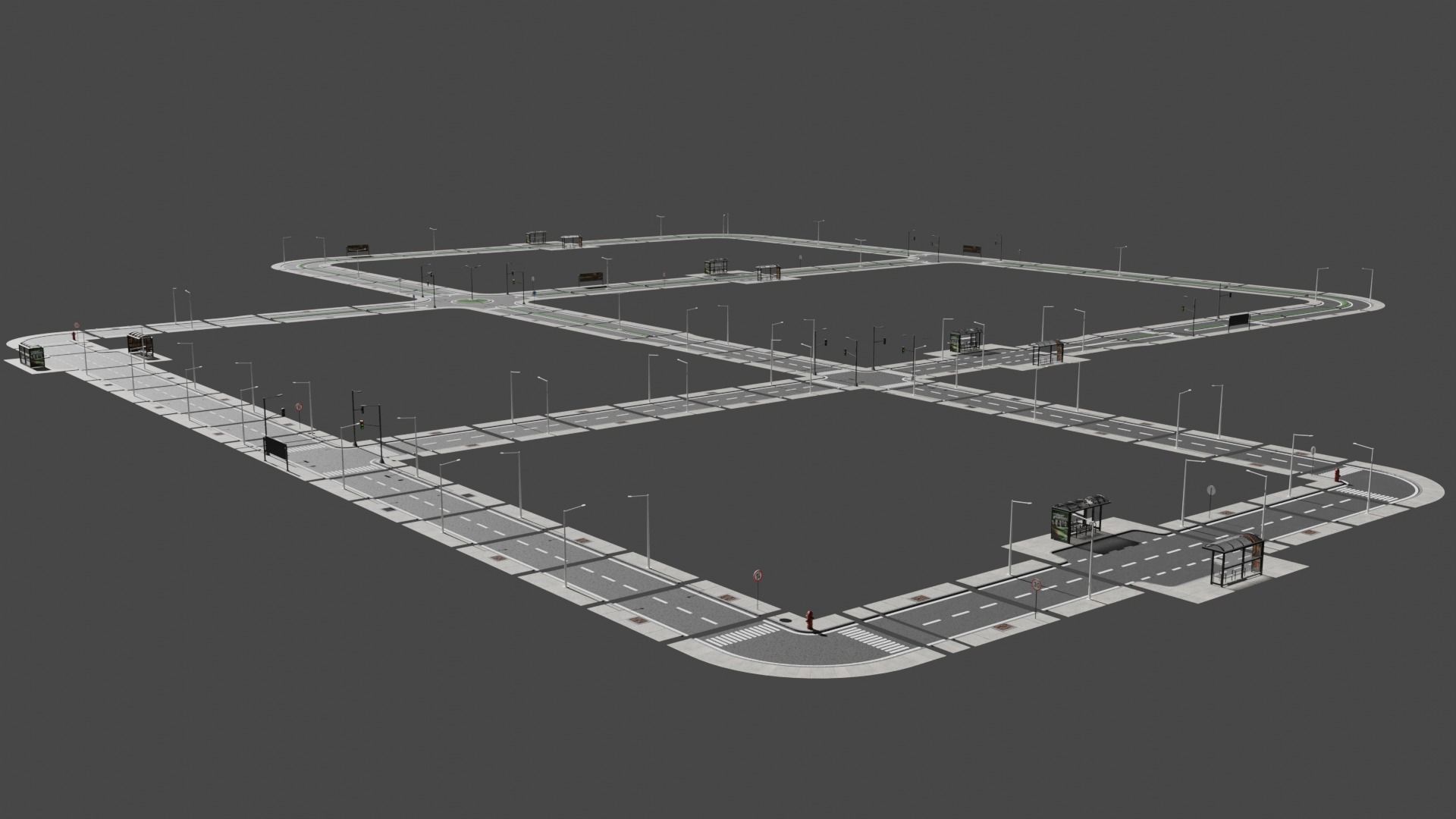 City Road Pack Free low-poly 3D model_5