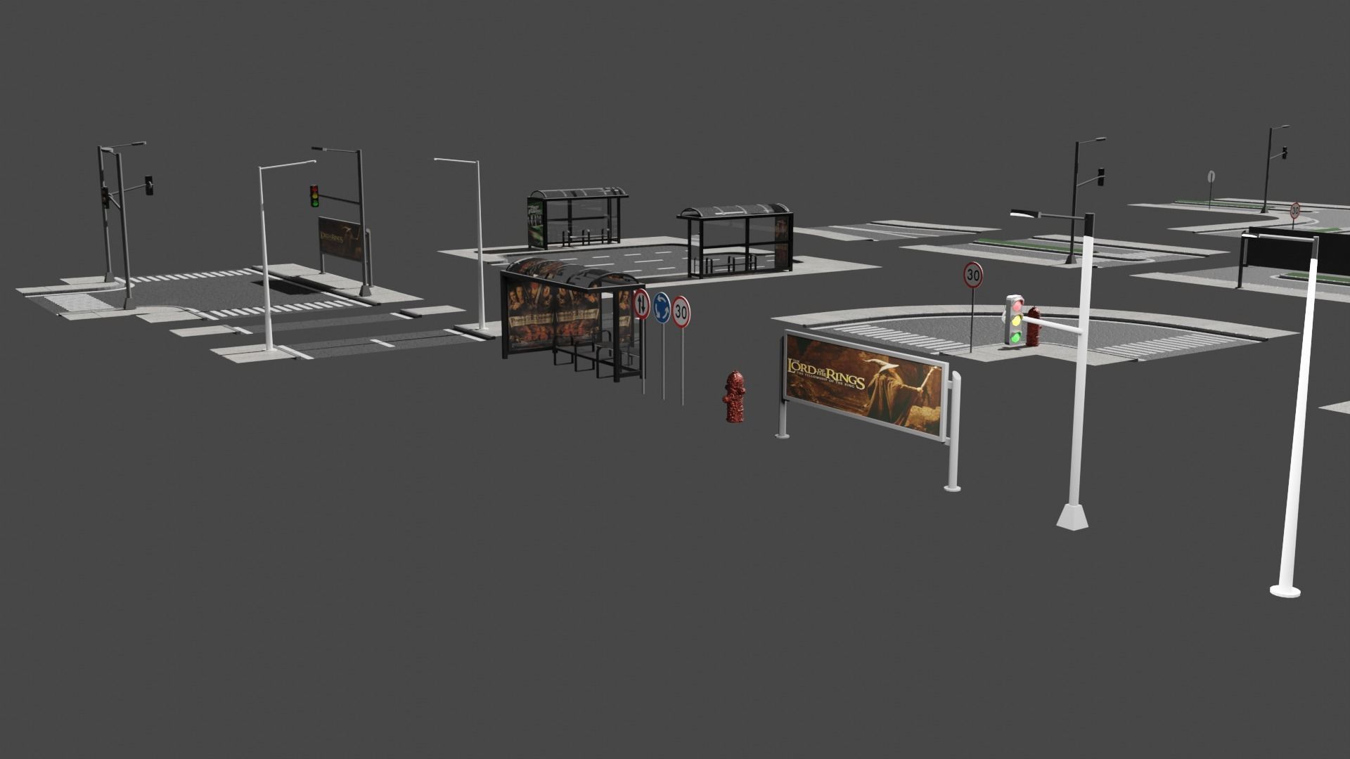 City Road Pack Free low-poly 3D model_9