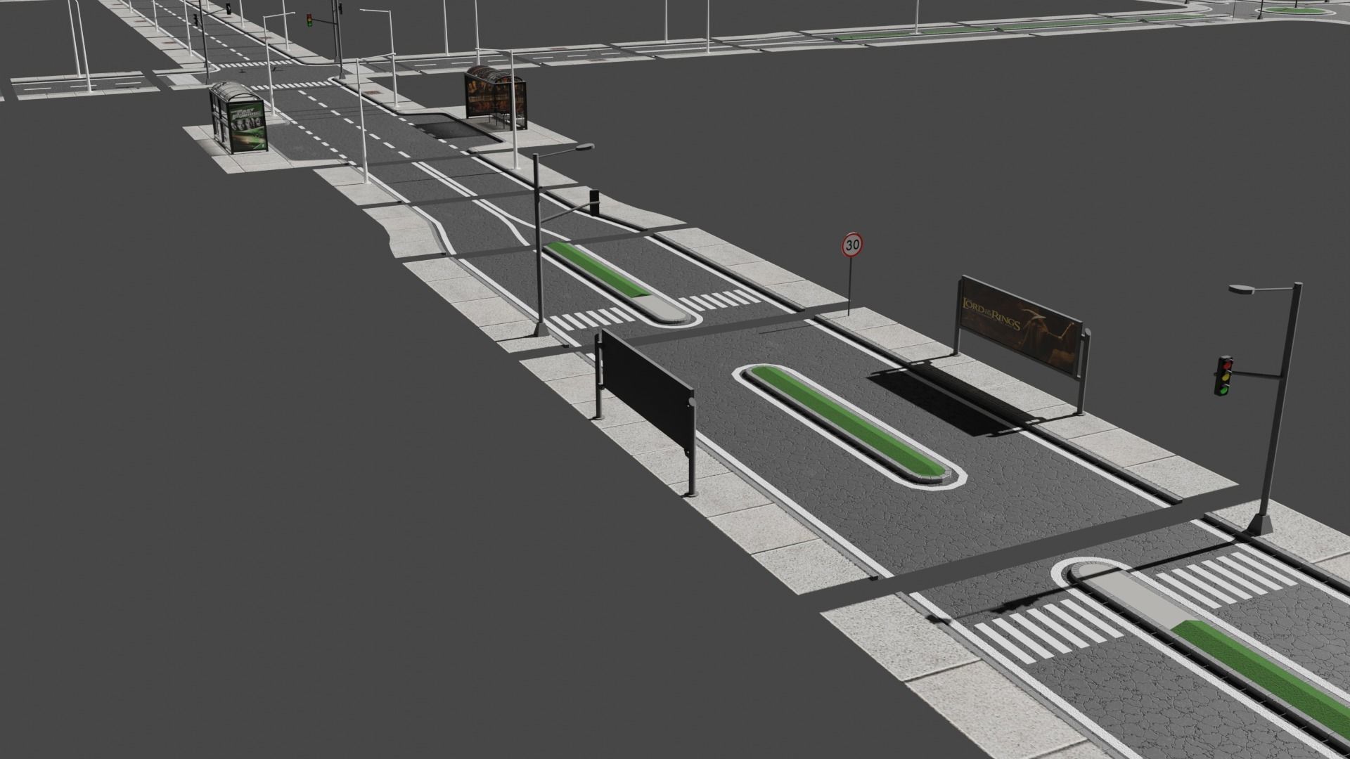 City Road Pack Free low-poly 3D model_7