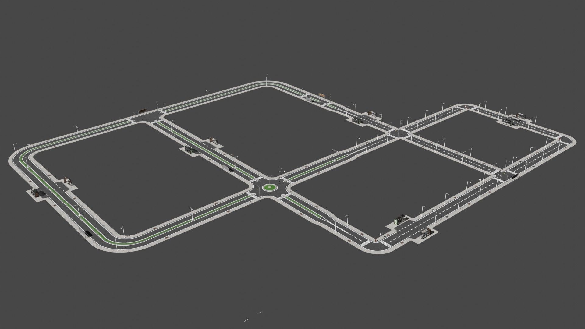 City Road Pack Free low-poly 3D model_2