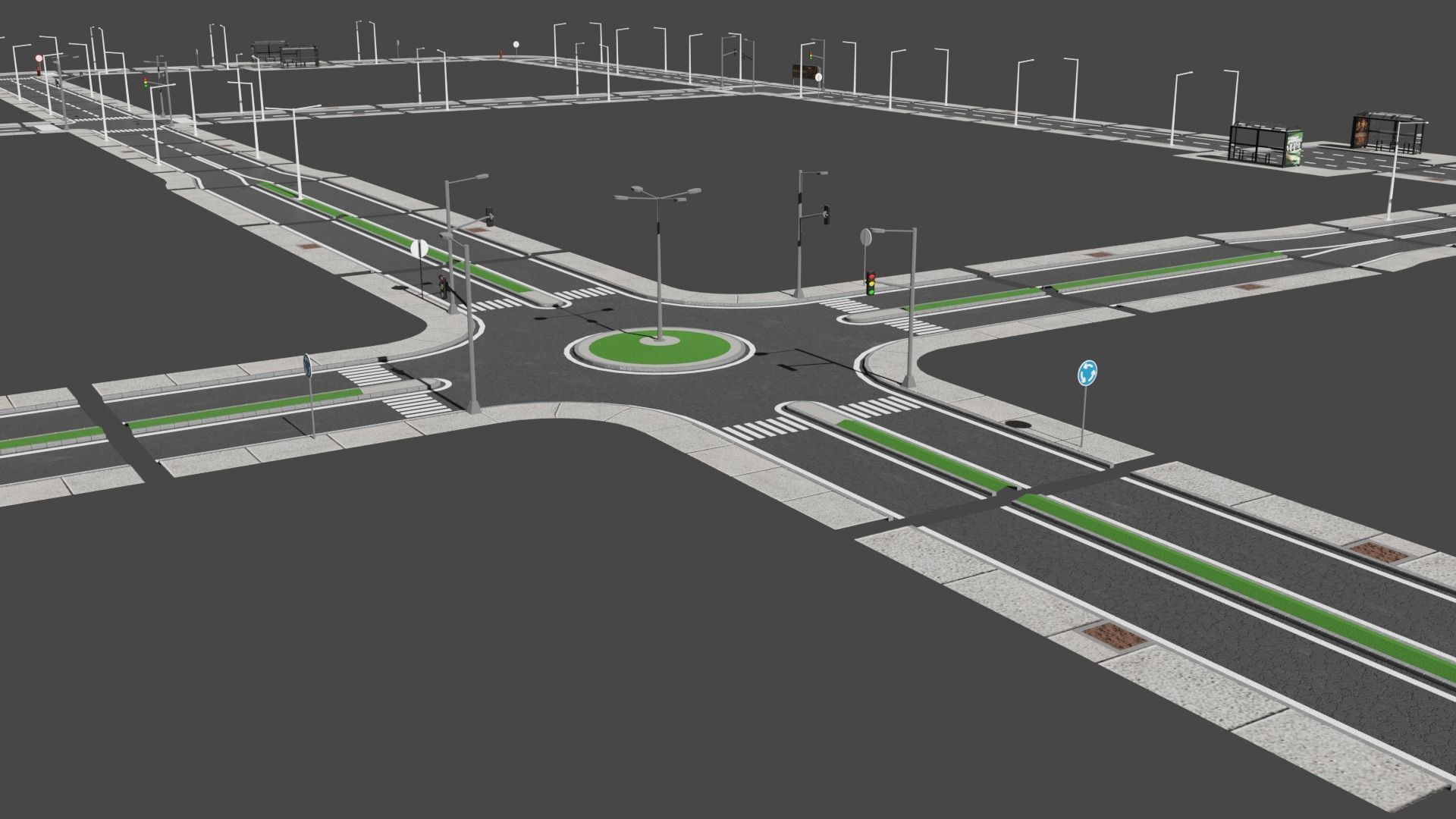 City Road Pack Free low-poly 3D model_6