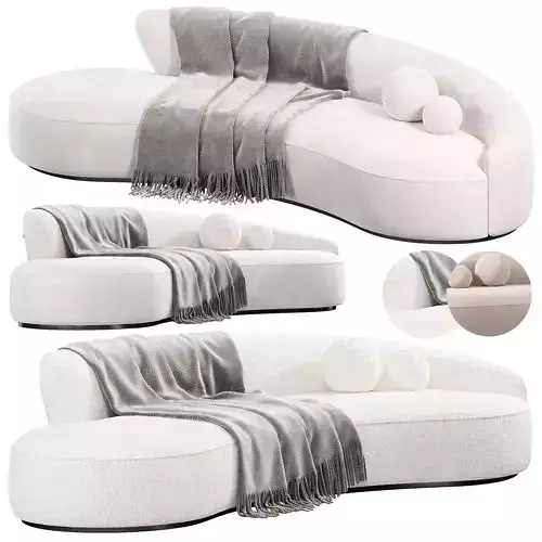 Marseille 2 Curved Sofa ni Mohair