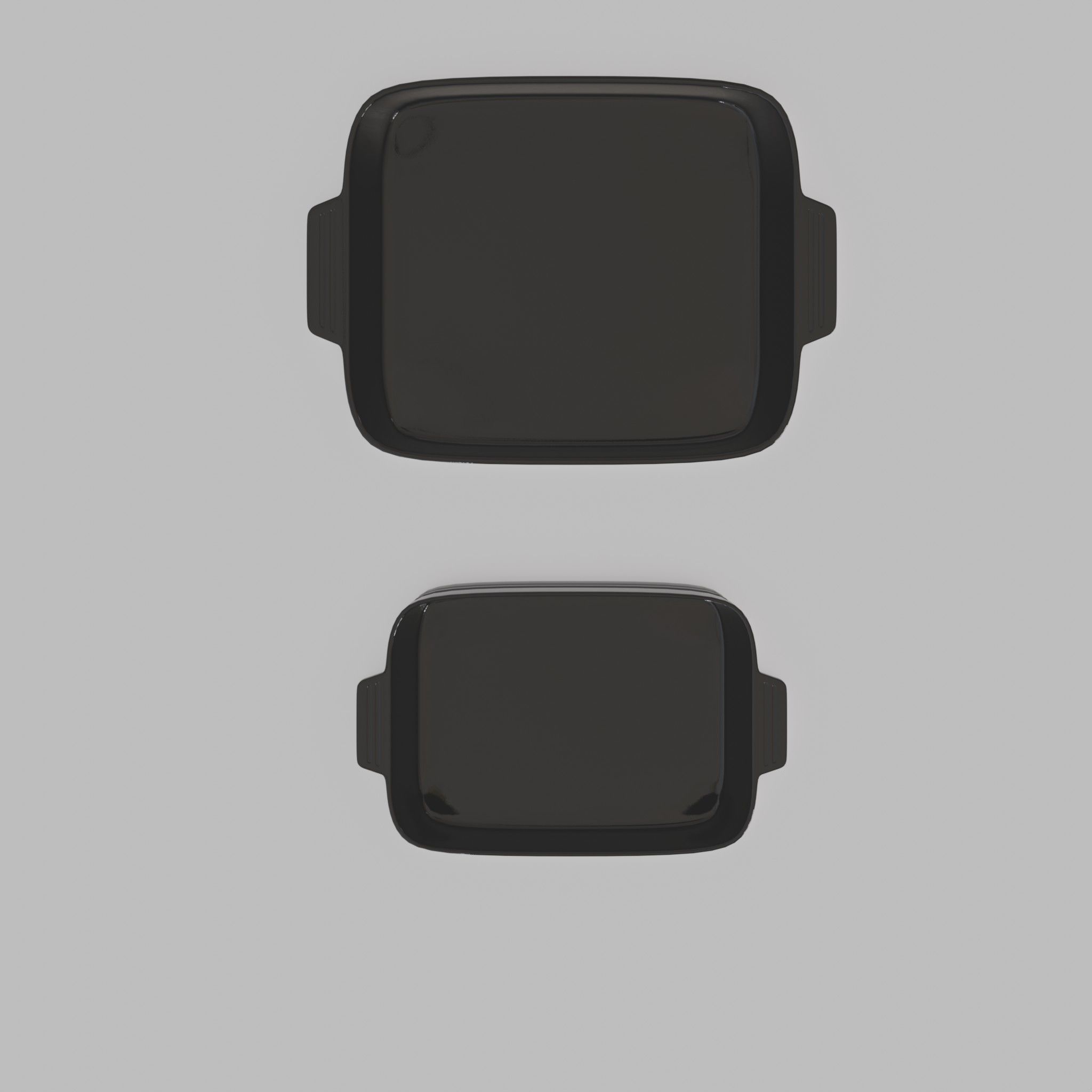 Baking Dish Set Stoneware Black Low-poly 3D model_4