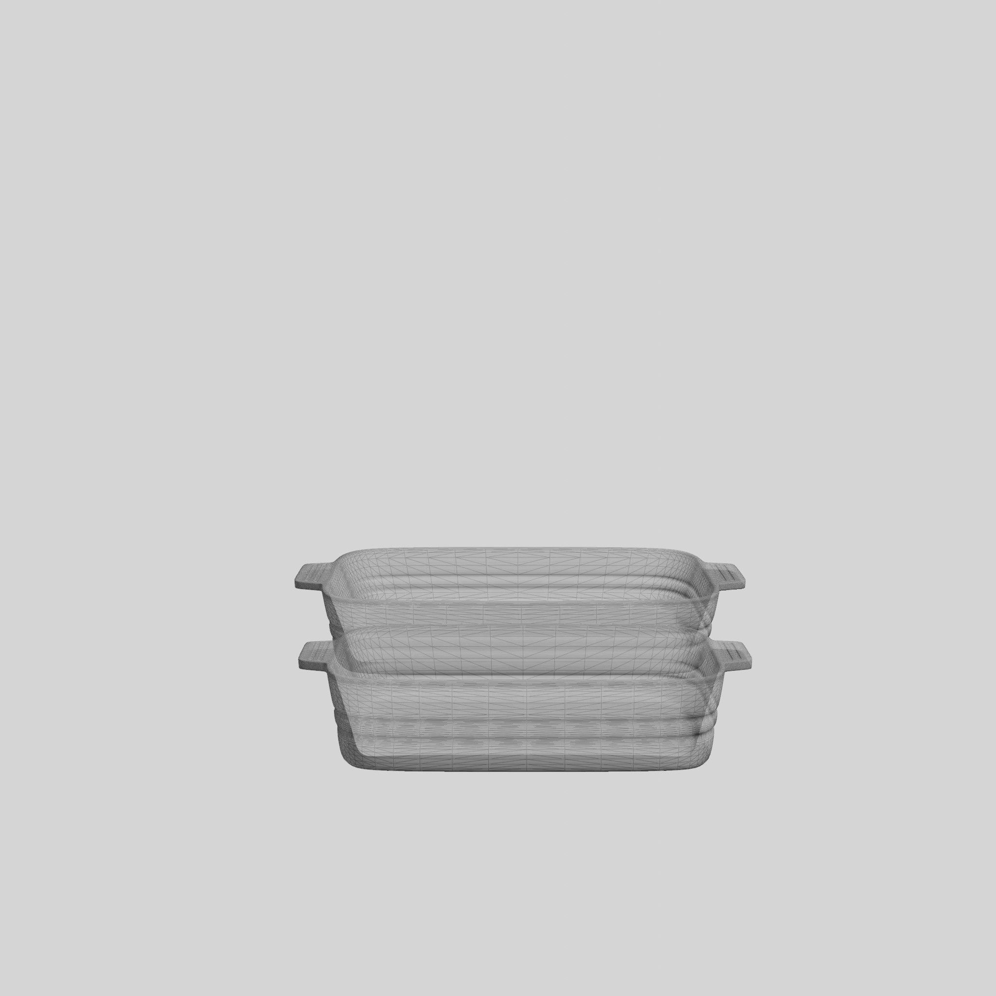 Baking Dish Set Stoneware Black Low-poly 3D model_8