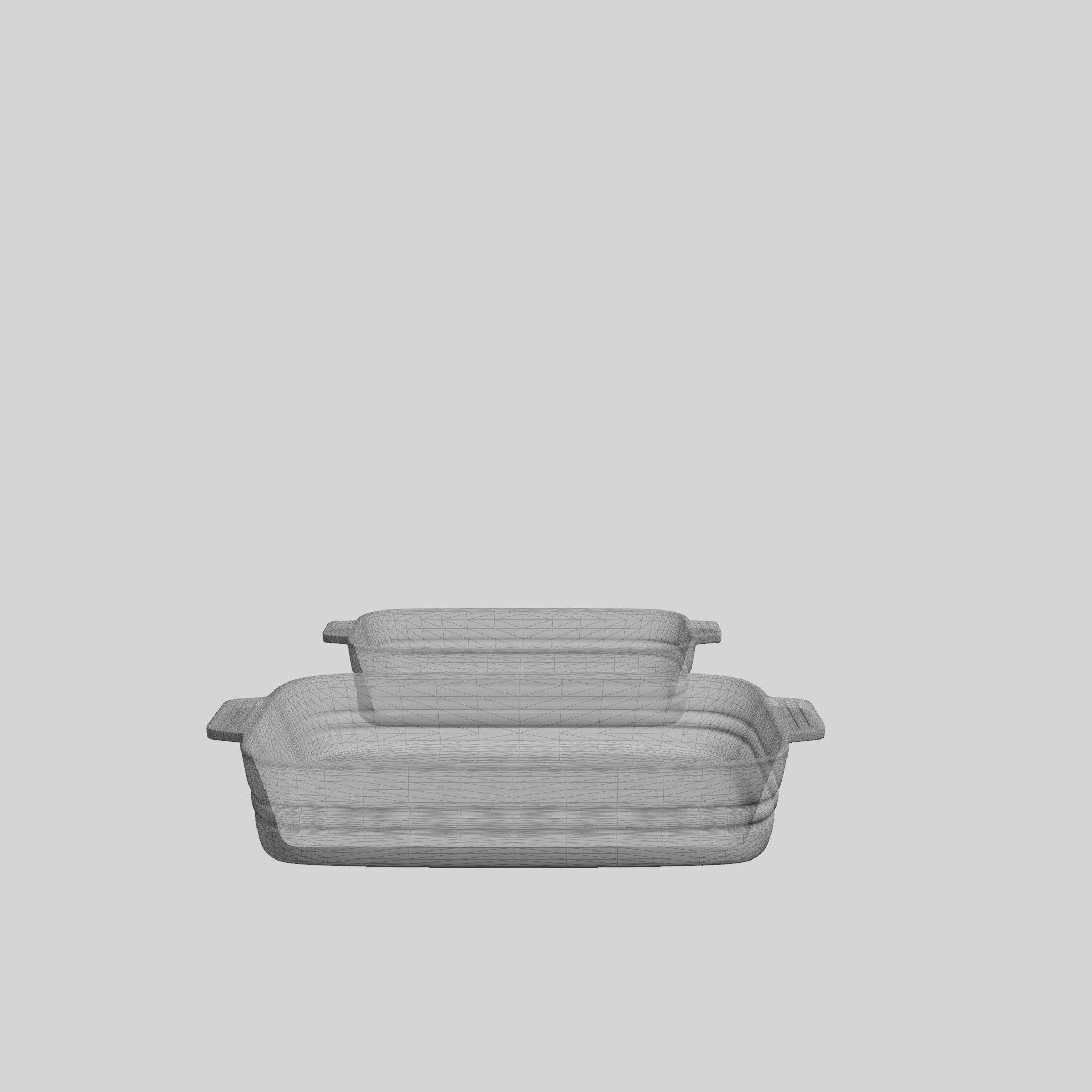 Baking Dish Set Stoneware Black Low-poly 3D model_5
