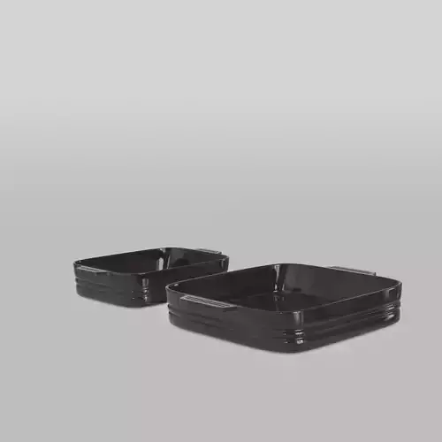 Baking Dish Set Stoneware Black Low-poly 3D model