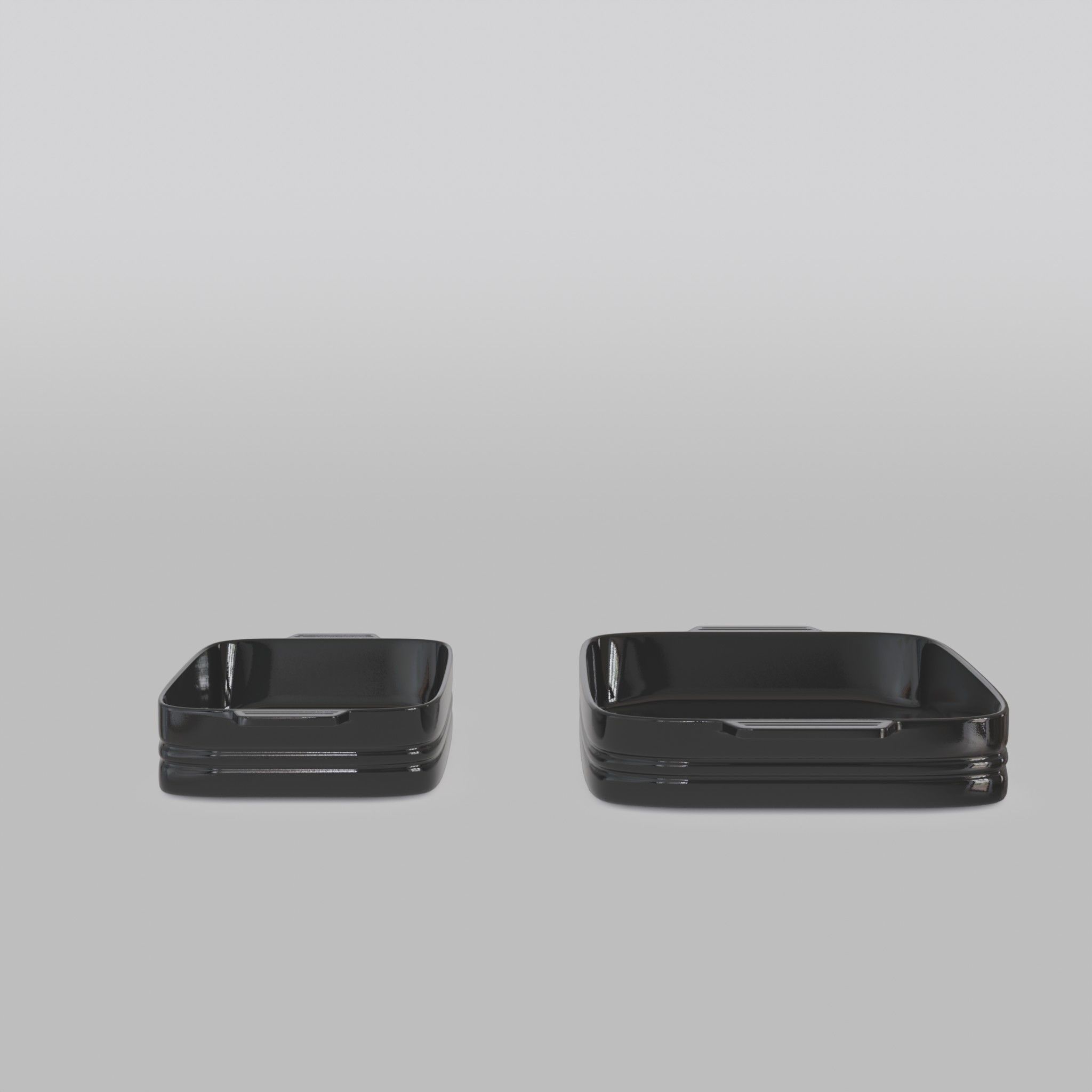 Baking Dish Set Stoneware Black Low-poly 3D model_2