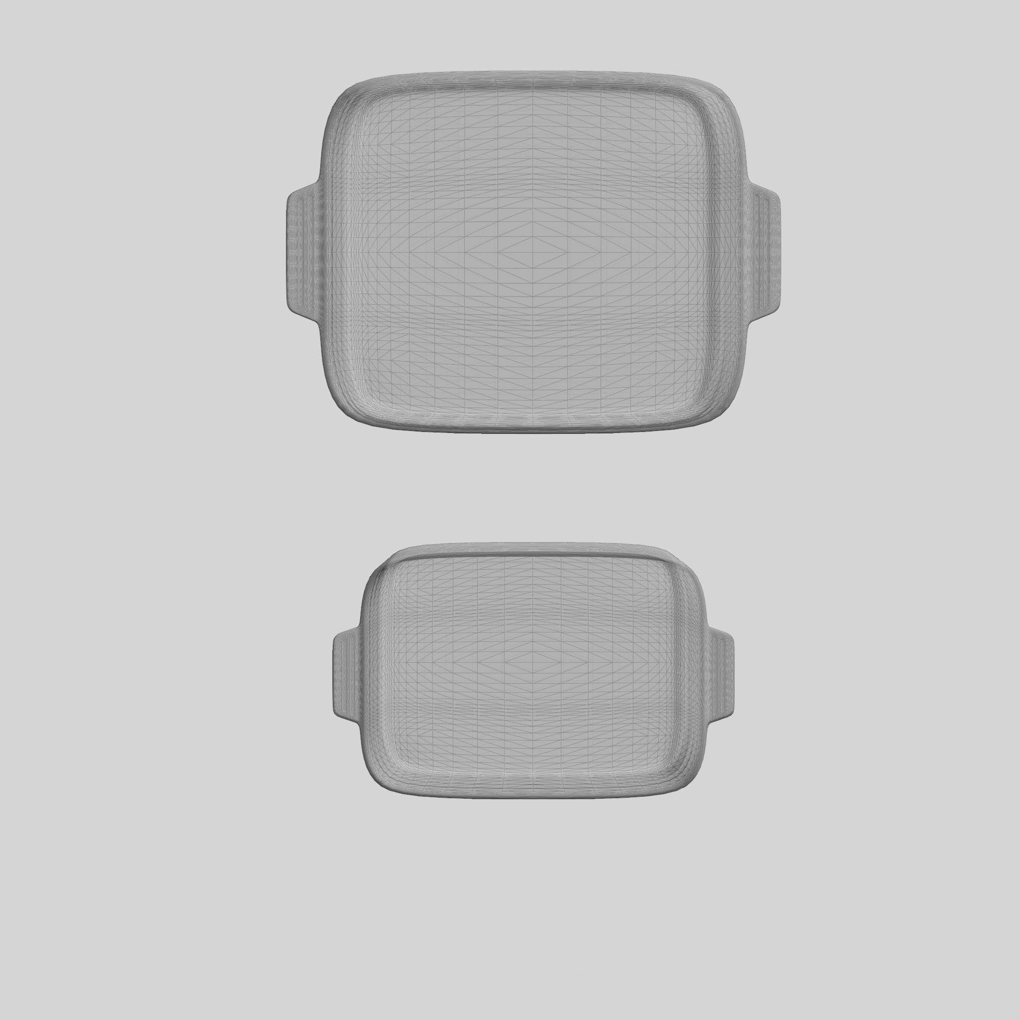 Baking Dish Set Stoneware Black Low-poly 3D model_9