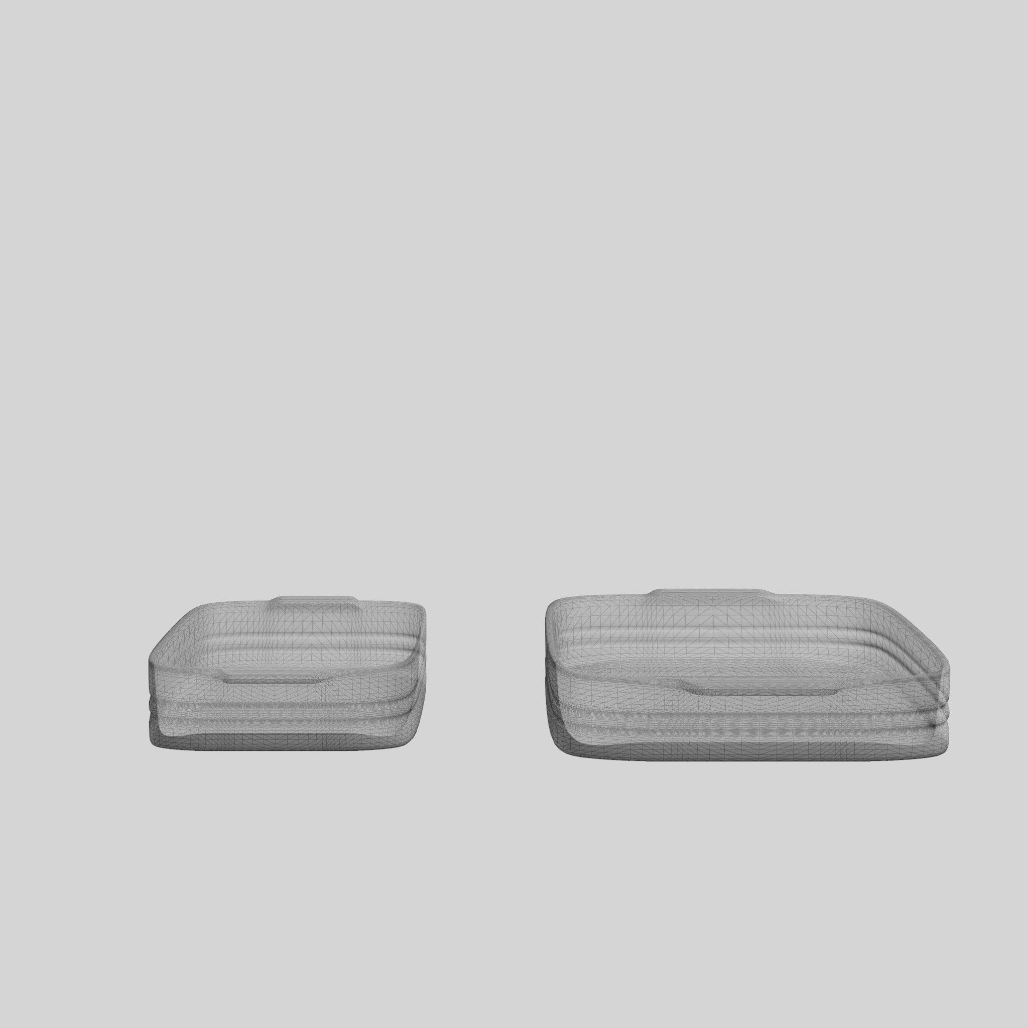 Baking Dish Set Stoneware Black Low-poly 3D model_7