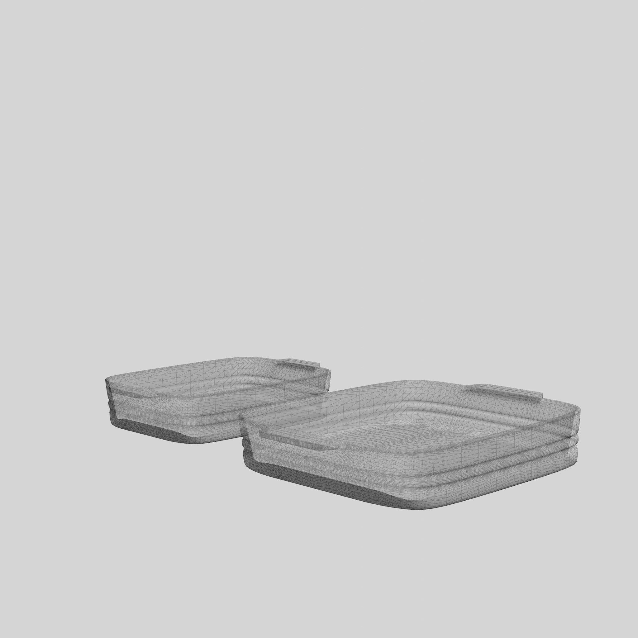 Baking Dish Set Stoneware Black Low-poly 3D model_6