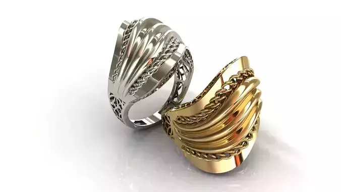 Gold ring with chain