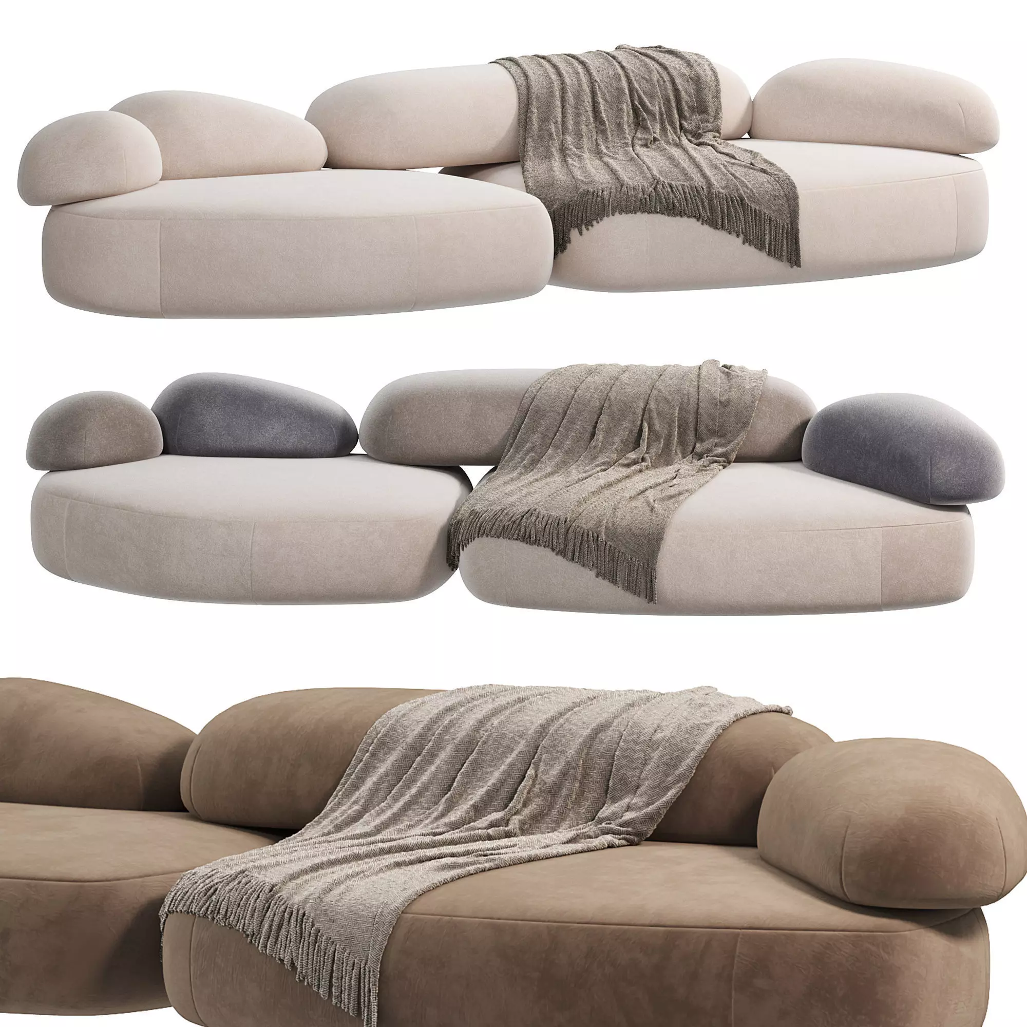 Moroso Pebble Rubble Sofa 3D model_0