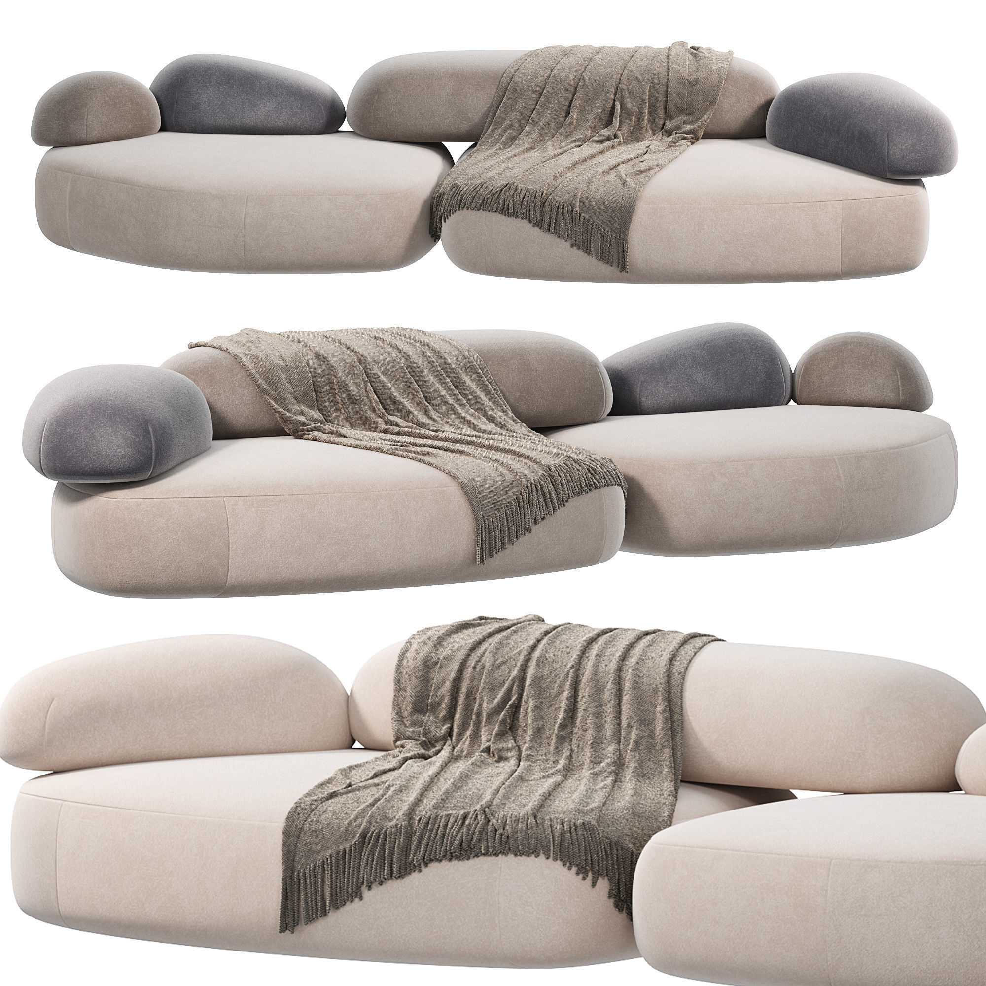Moroso Pebble Rubble Sofa 3D model_2