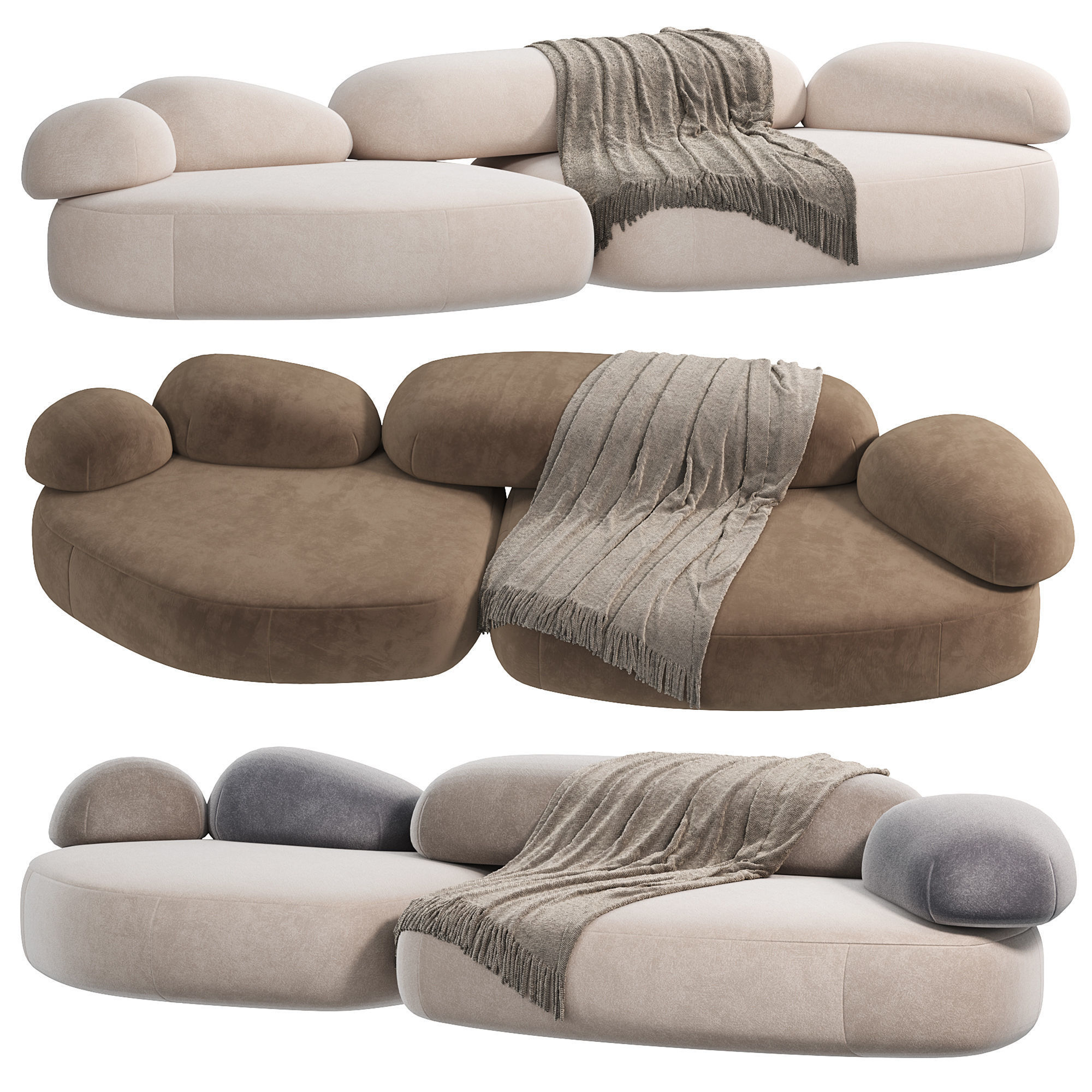 Moroso Pebble Rubble Sofa 3D model_1