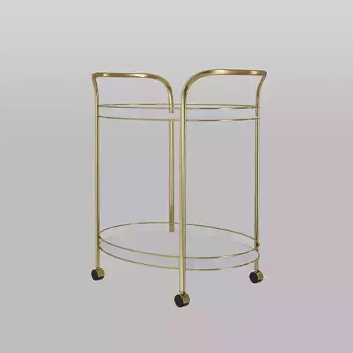 Christine Serving Cart Round Metal Glass