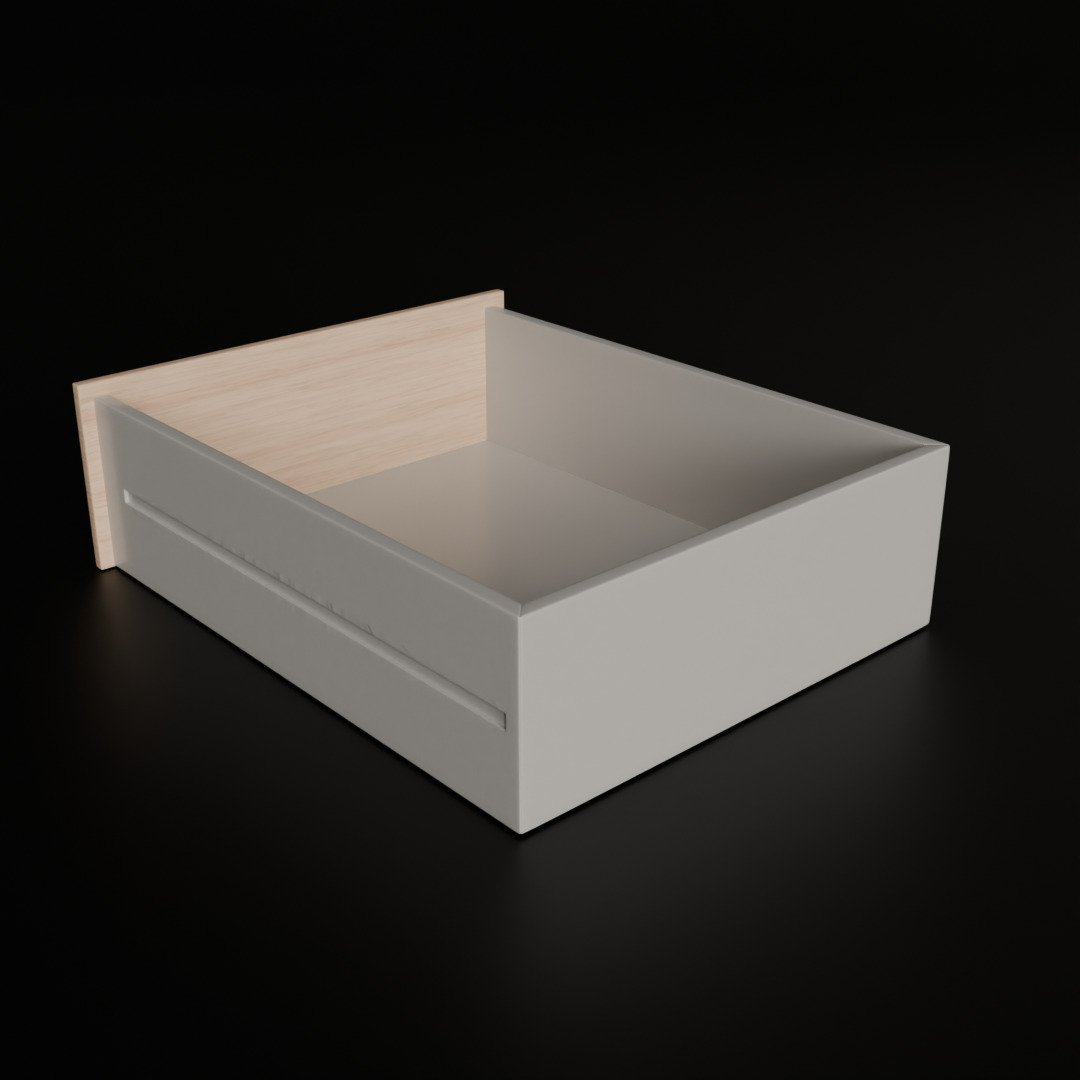 White Oak Three Drawer Bed Side Drawer Low-poly 3D model_6
