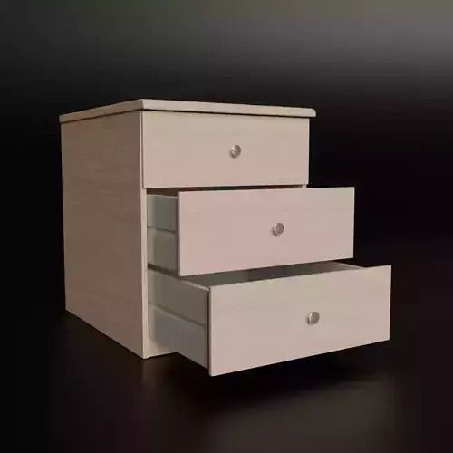 White Oak Three Drawer Bed Side Drawer