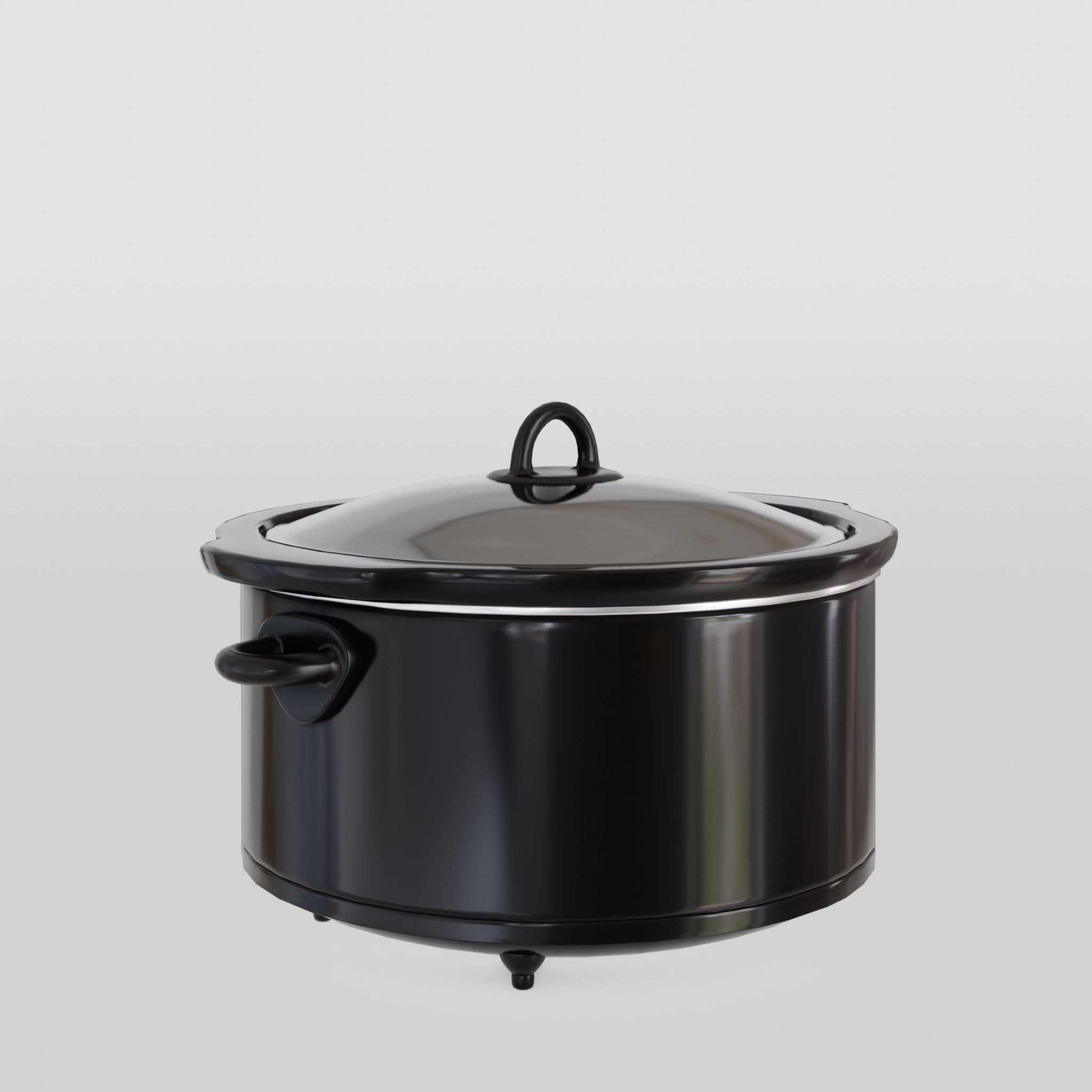 Slow Cooker with Timer 4-7 L Black Low-poly 3D model_2
