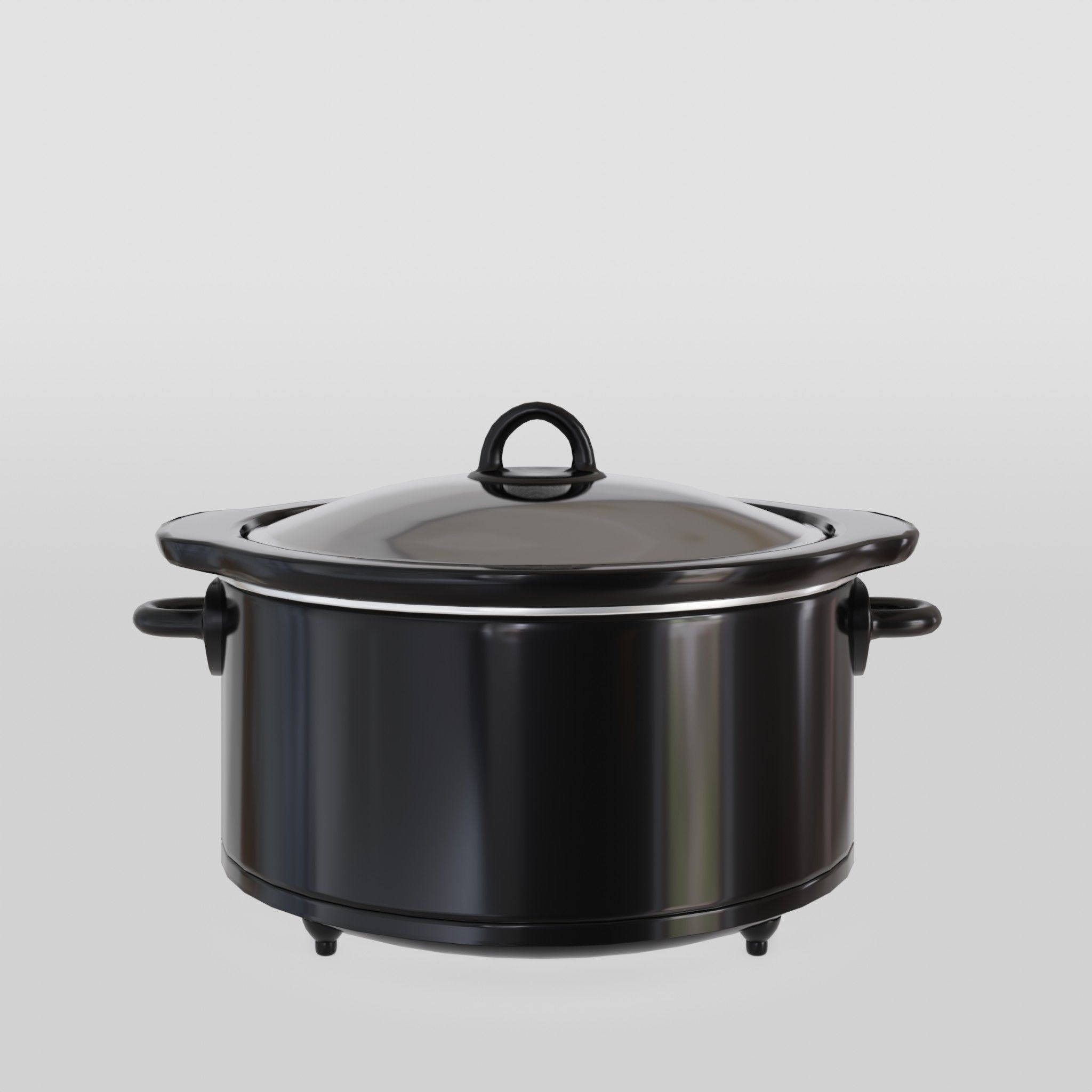 Slow Cooker with Timer 4-7 L Black Low-poly 3D model_3