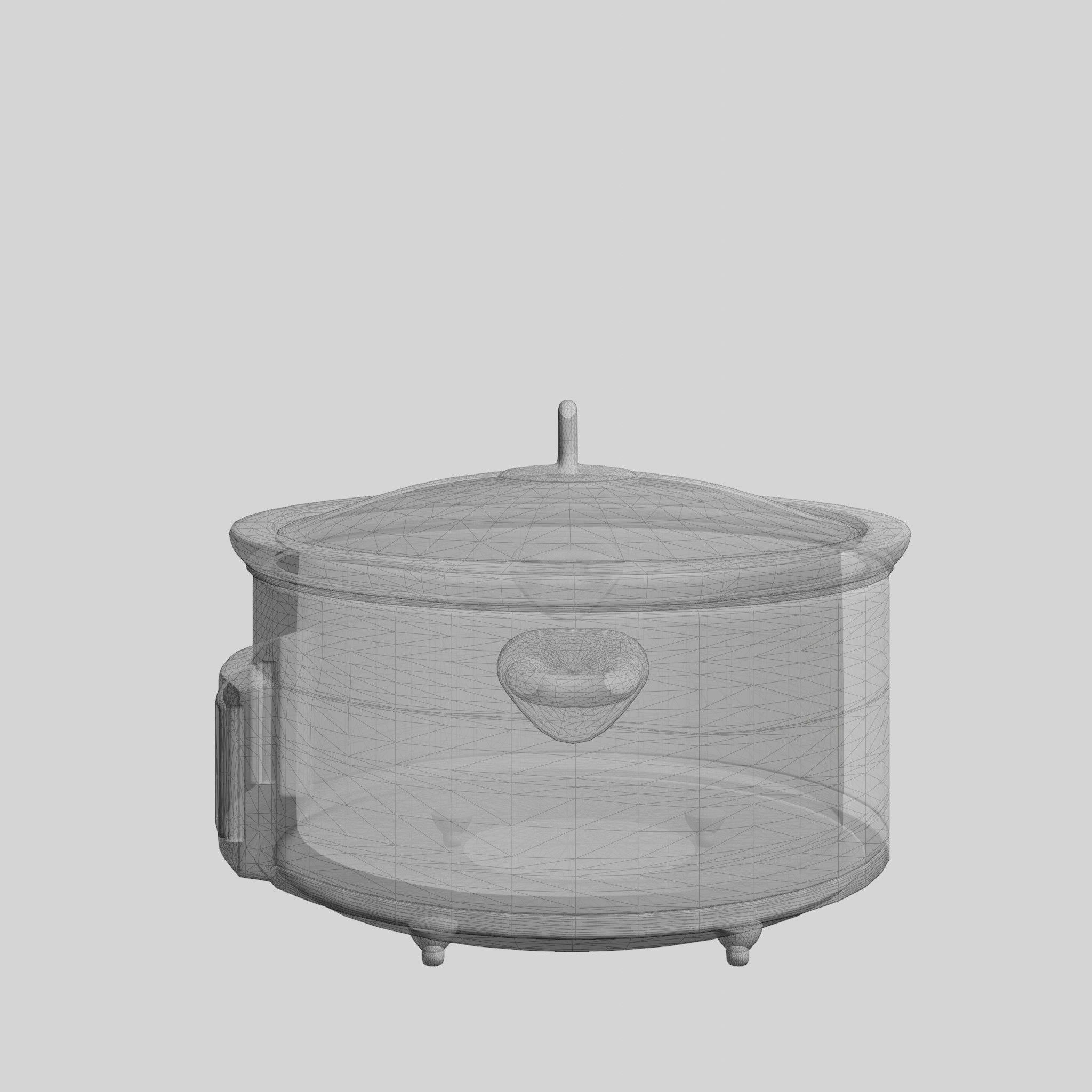 Slow Cooker with Timer 4-7 L Black Low-poly 3D model_7