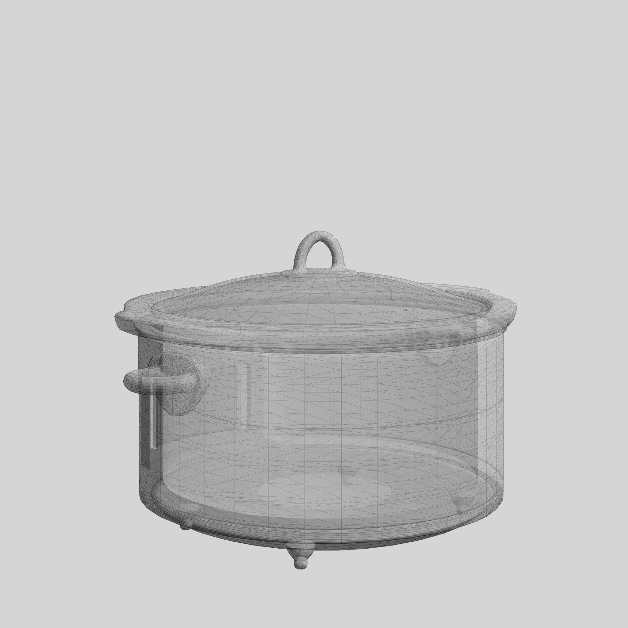 Slow Cooker with Timer 4-7 L Black Low-poly 3D model_6