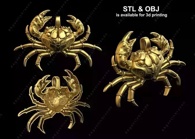 crab pendant design 3D print 