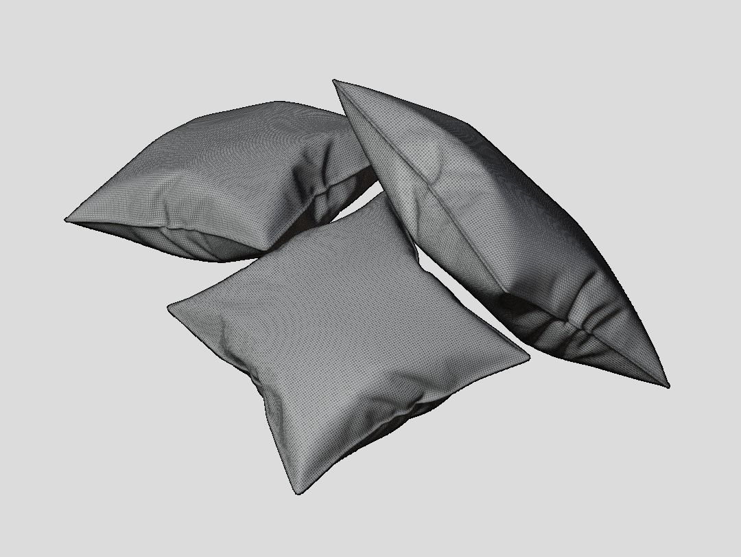Pillows Set 01 Low-poly 3D model_8