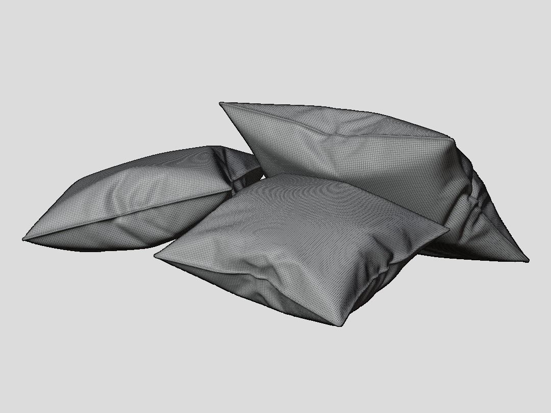 Pillows Set 01 Low-poly 3D model_1