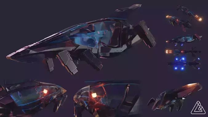 Sci Fi Hover Bike Low-poly 3D model