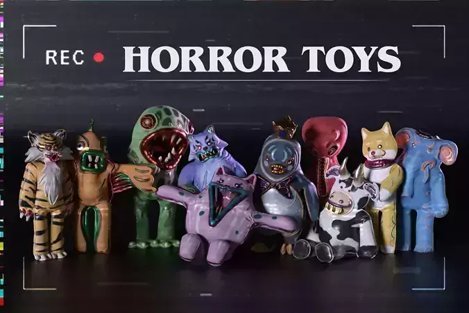 Horror Plush Toys - Spooky Mascot Animals Low-poly 3D model