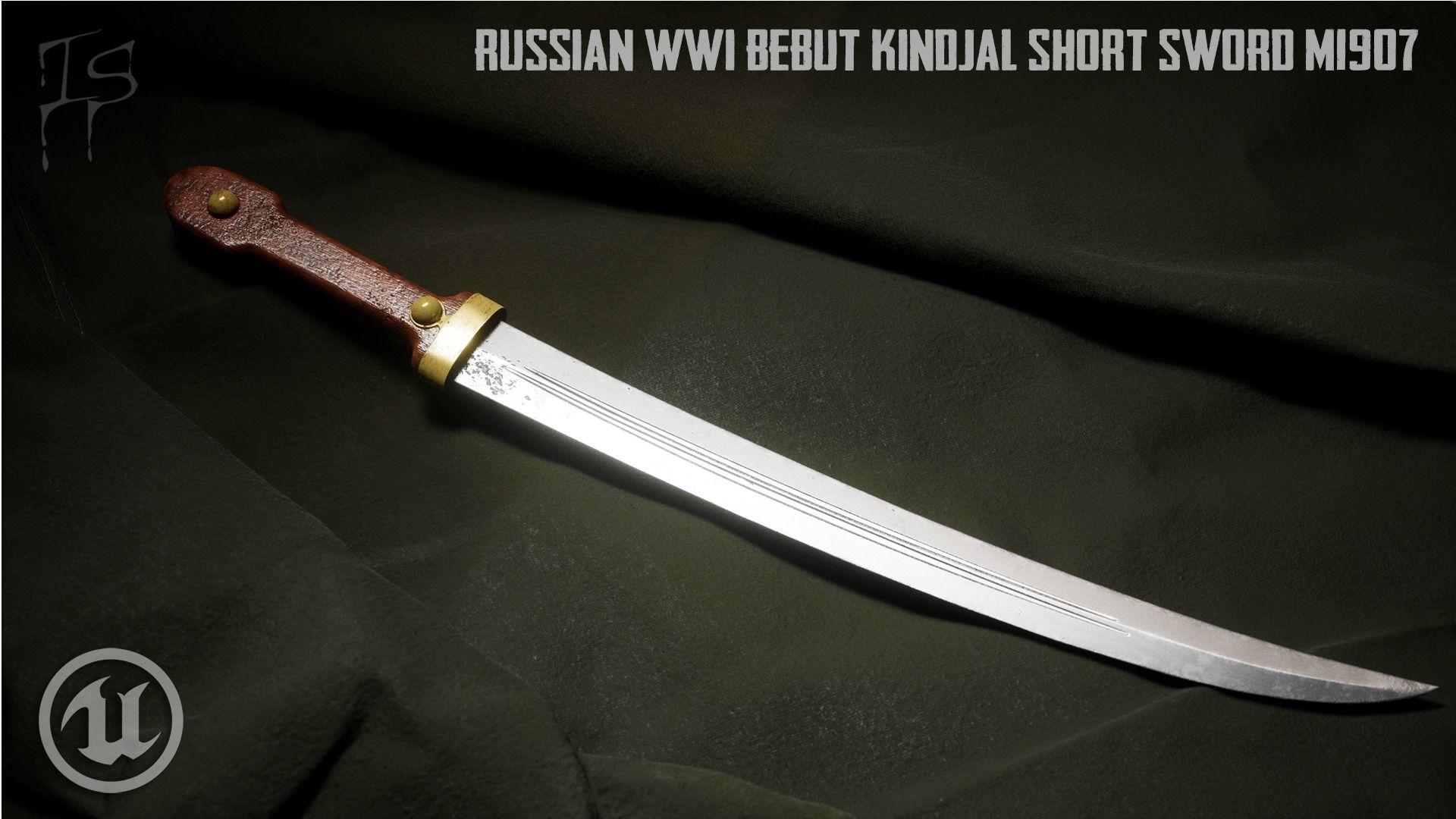 Russian WWI Bebut Kindjal Short Sword M1907 Low-poly 3D model_11