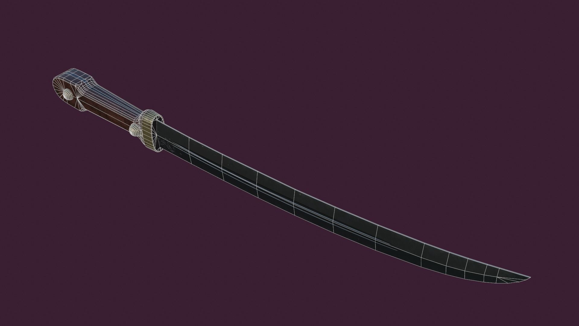 Russian WWI Bebut Kindjal Short Sword M1907 Low-poly 3D model_13