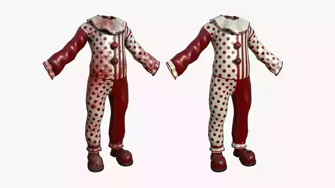 Clown Terror Outfit A01 White Red - Character Design Low-poly 3D model