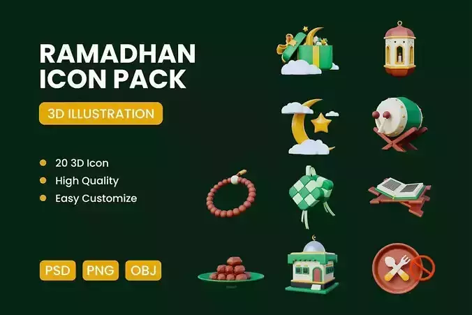 Ramadan 3D Icon Pack
