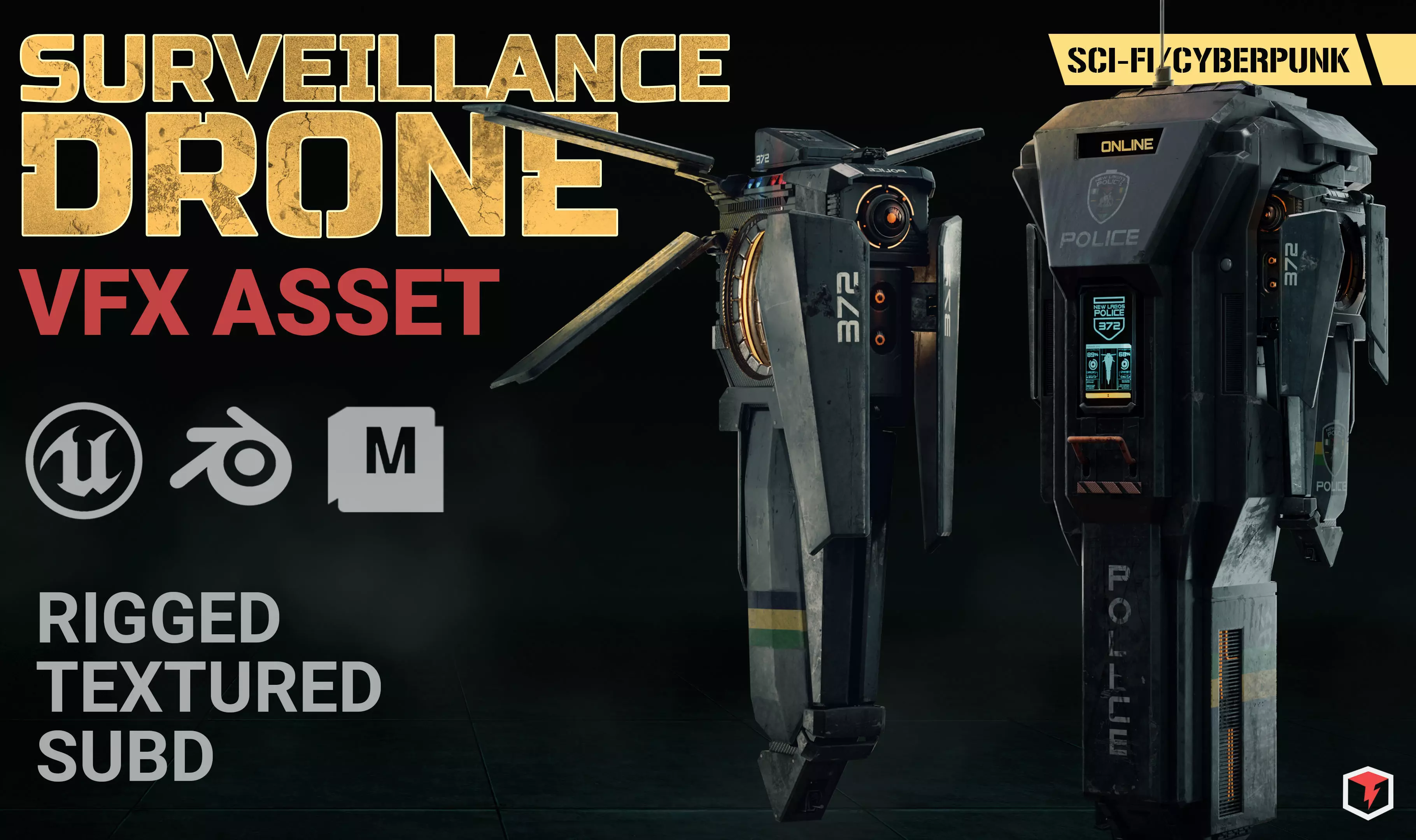 Surveillance Drone 3D model_0