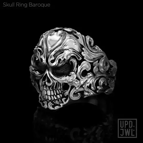 Skull Pattern Baroque Ring 3D print model