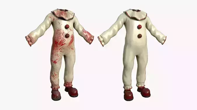 Clown Terror Outfit A02 Full White - Character Design Low-poly 3D model