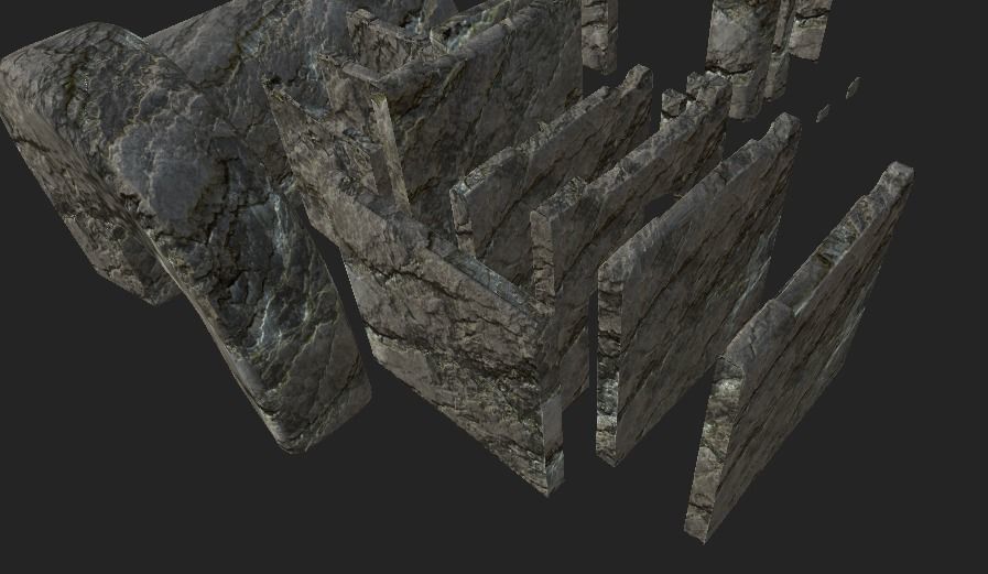 Cave Wall Low-poly 3D model_2