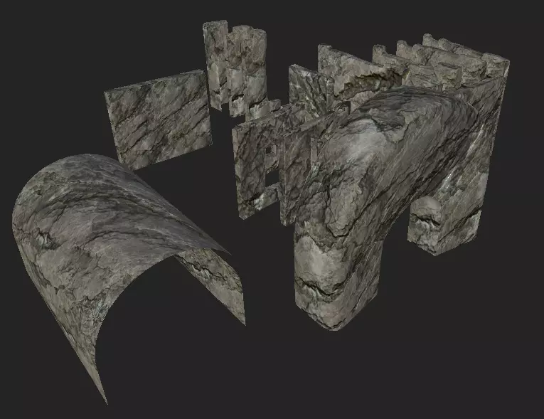 Cave Wall Low-poly 3D model_0