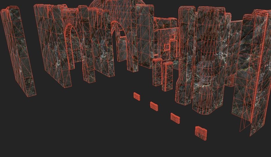 Cave Wall Low-poly 3D model_6