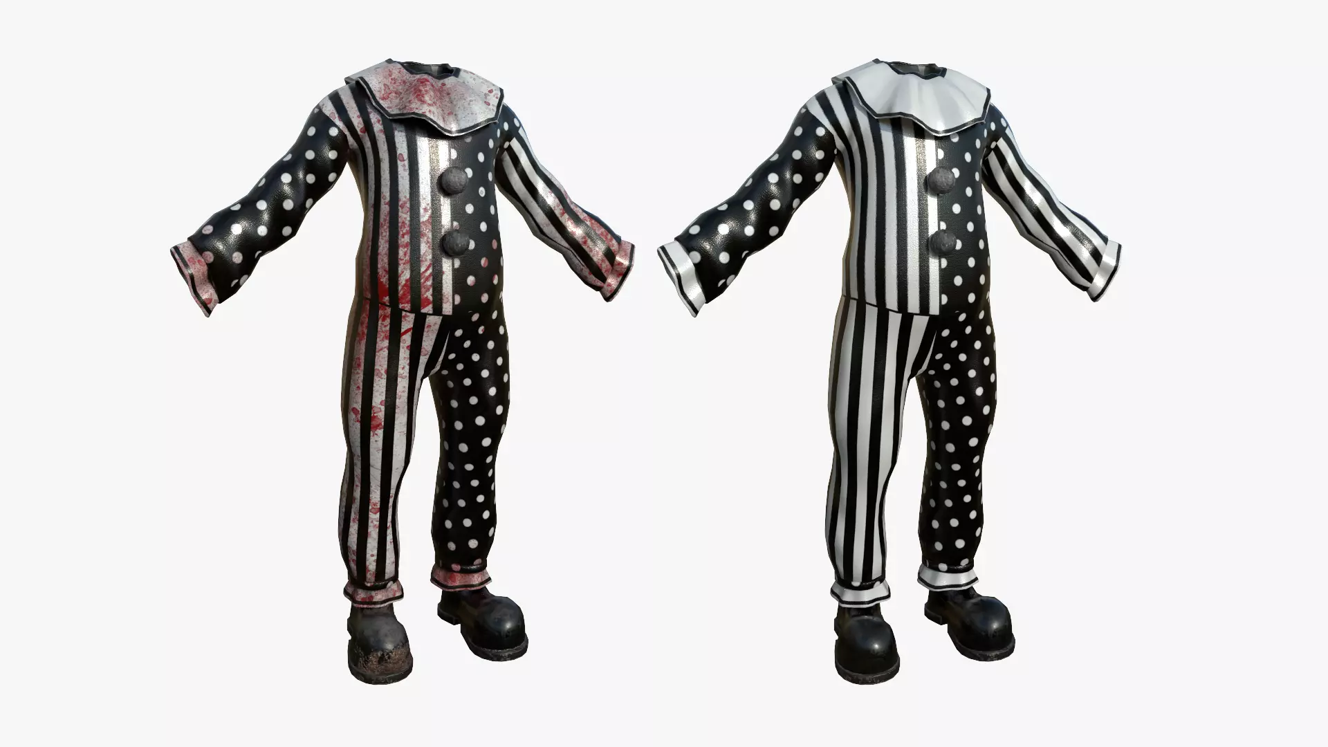Clown Terror Outfit A03 Black White - Character Design Low-poly 3D model