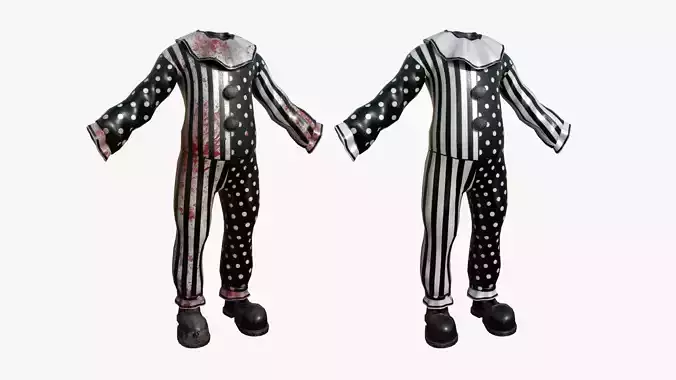 Clown Terror Outfit A03 Black White - Character Design Low-poly 3D model